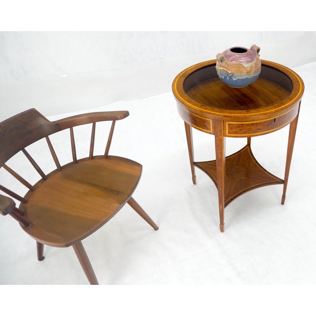 Very Fine Round Glass Top Showcase Inlaid Burl Lamp Table Stand Maitland-Smith For Sale - Image 11 of 12