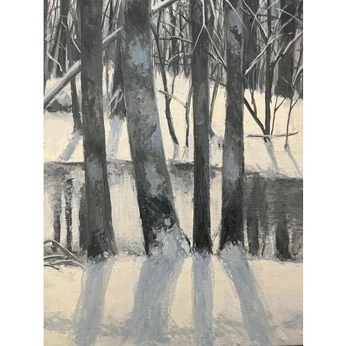 Claude Sauthier, Snowy Forest, 1970s, Oil on Canvas For Sale - Image 6 of 13