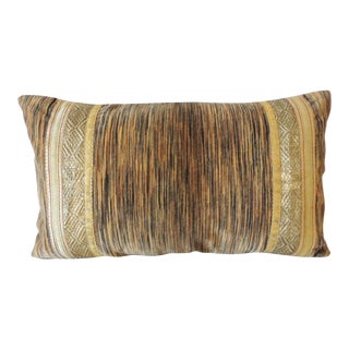 Antique Strie Velvet Long Bolster Decorative Pillow For Sale