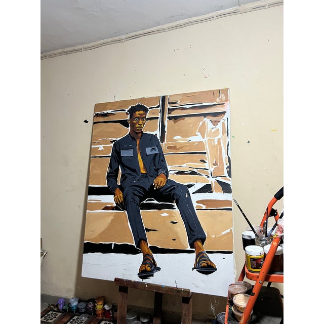 Contemporary In Search of Meaning by Emmanuel Akolo, Acrylic on Canvas, (2022), Large For Sale - Image 3 of 4