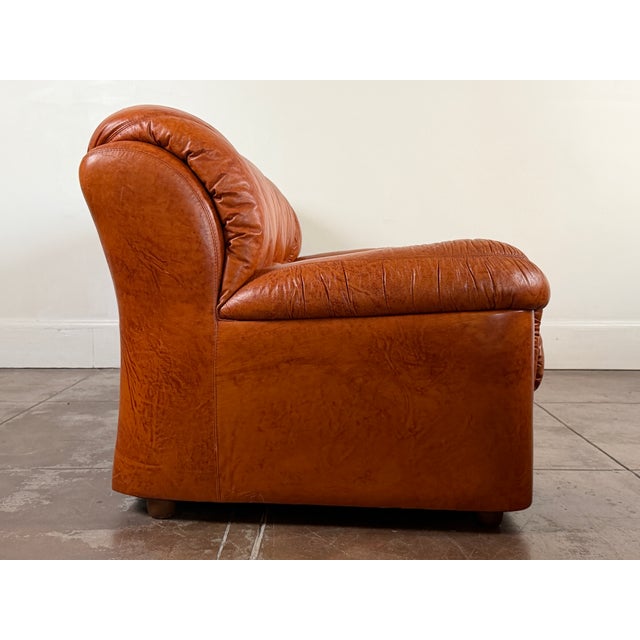 Brown Vintage 1970's Italian Leather Sofa For Sale - Image 8 of 13