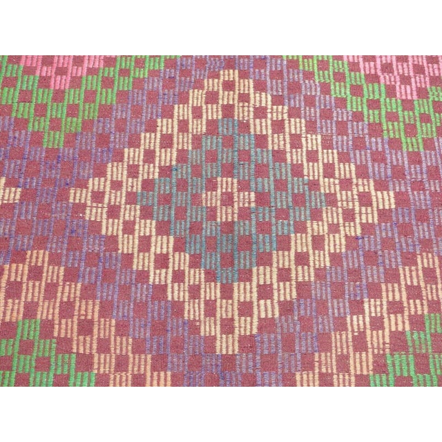 1960s Vintage Pink Embroidered Kilim - 78"x115" For Sale - Image 4 of 13