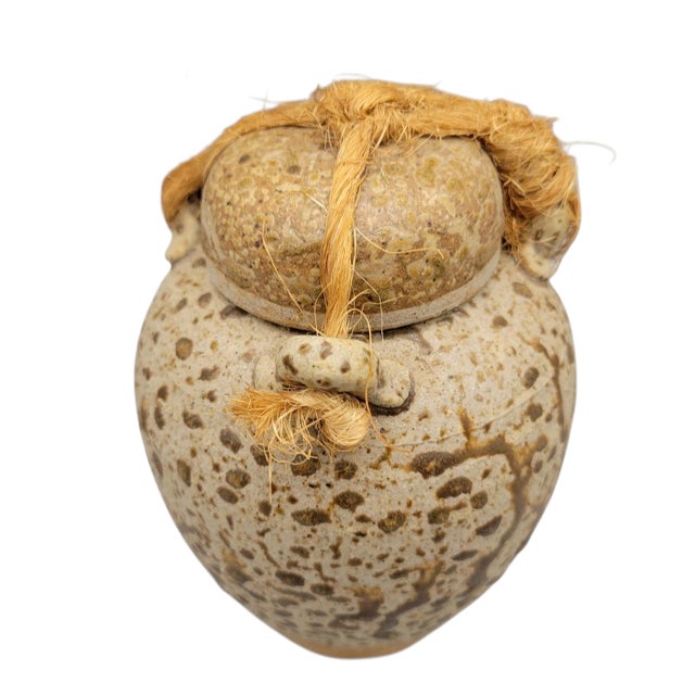 Burnt Umber Asian Inspired Studio Pottery Stoneware Urn Ginger Jar For Sale - Image 8 of 14