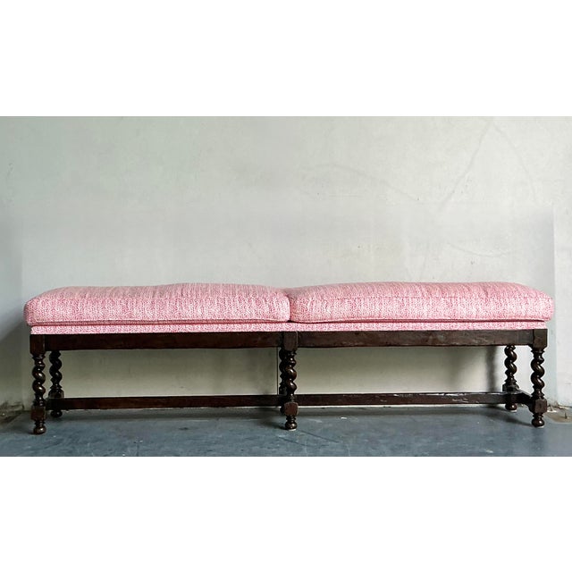 Late 20th Century Vintage Boho Turned Wood Bench For Sale - Image 5 of 7