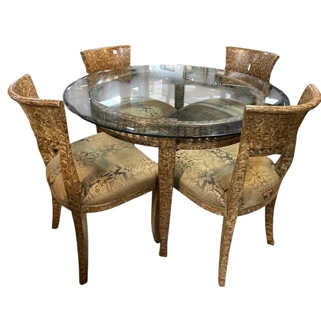 Breakfast or Dining Set Table & 4 Chairs Glass Top. For Sale In West Palm - Image 6 of 7