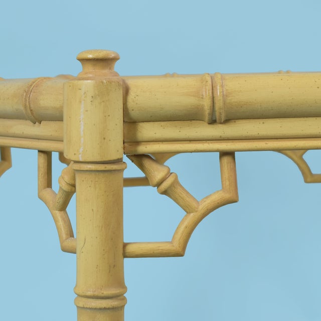 Boho Chic Single Faux Bamboo Hexagonal Side Table For Sale - Image 3 of 4