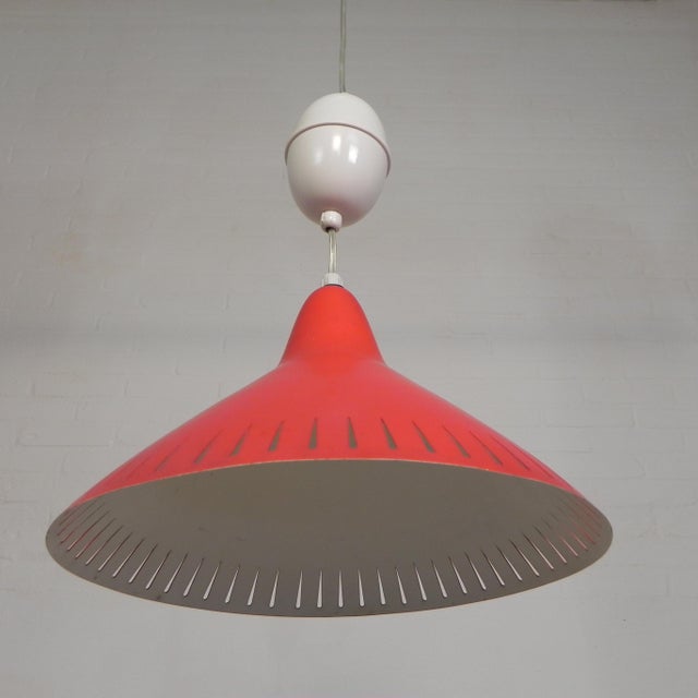 Metal Pendant Lamp by H. Busquet for Hala, 1950s For Sale - Image 7 of 14