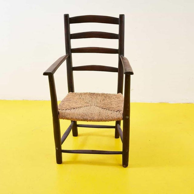 Antique Straw Armchair, 1900s For Sale - Image 6 of 6