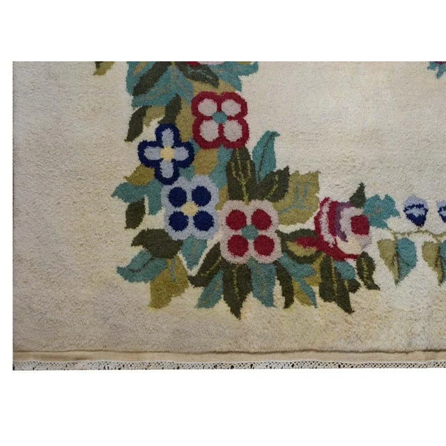 Ivory Vintage Chinese Style Rug For Sale - Image 8 of 11