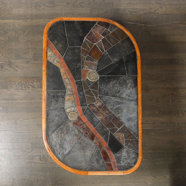 Mid-Century Tessellated Slate & Bronze Inlay Cocktail Table by v Ramburrem For Sale - Image 14 of 18