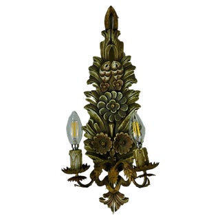 Polychrome and Wood Sconce, 1960s For Sale