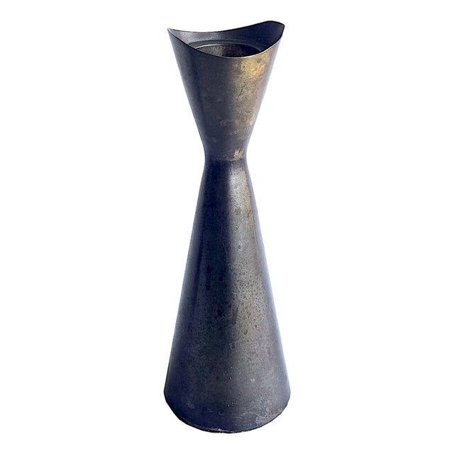 Vintage Bronze Brutalist Tulip Style Candle Holder For Sale