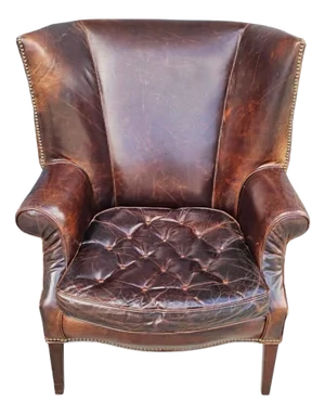 Vintage Restoration Hardware "Drake" Leather Wingback Chair