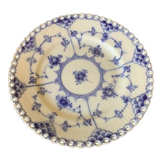 1970s Royal Copenhagen Blue Fluted Full Lace Side Plate 1088 For Sale