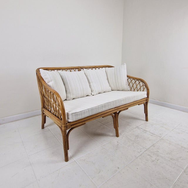 Mid-Century Italian Rattan & Bamboo Settee, 1970 For Sale - Image 16 of 16
