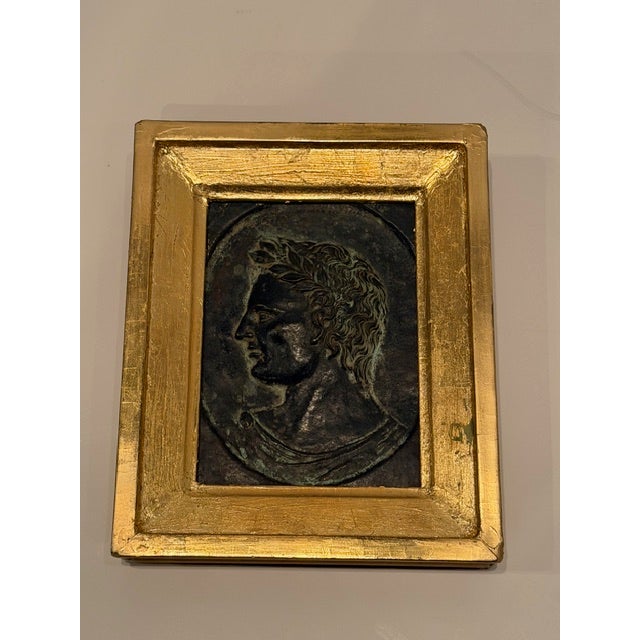 Antique Copper Plaque of Roman Boy in Giltwood Frame For Sale - Image 4 of 7