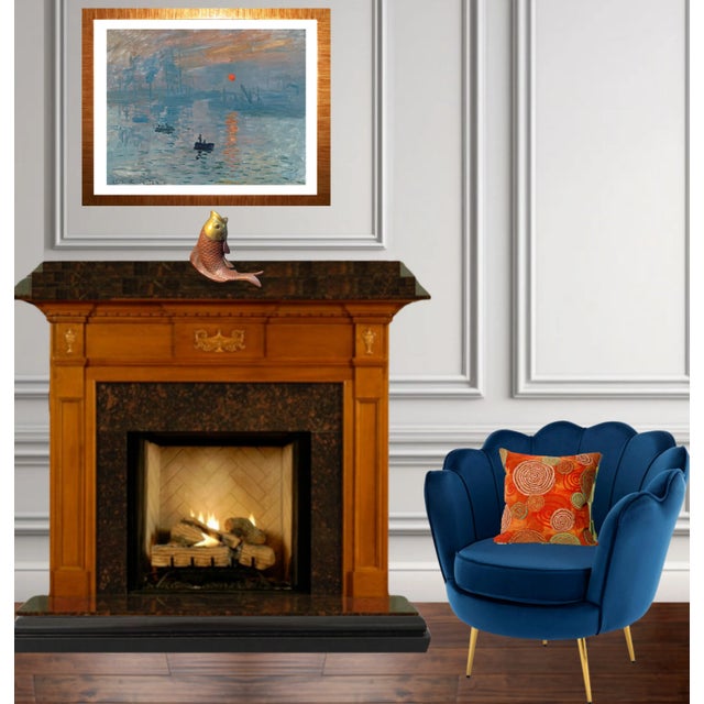 MidCentury Brass Maroon Enamel Coy Sculpture For Sale - Image 4 of 12