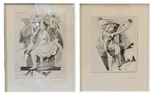 René Mels (Meulemans), Compositions, Etchings, 1945, Set of 2