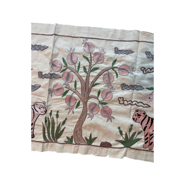 Mid-Century Modern Pink Tiger Suzani Wall Hanging For Sale - Image 3 of 5
