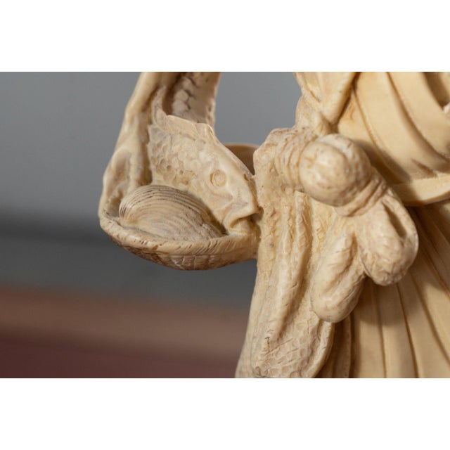 Beige Vintage Hand-Carved Oriental Resin Sculptures, 1970s, Set of 4 For Sale - Image 8 of 12