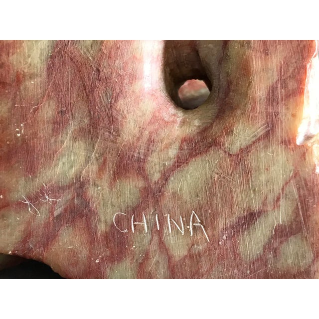 Antique Soapstone Carving of Chrysanthemums on Craggy Rocks For Sale - Image 11 of 13