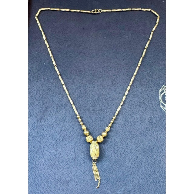 Contemporary 24 K Pure Gold Hand Made Yellow Gold Tube Chain Necklace, 9.7 Gm, 16 " + Pendant For Sale - Image 3 of 18