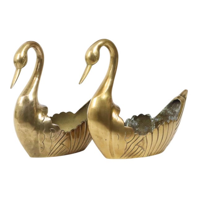 Vintage Swan Planters in Brass, Set of 2 For Sale - Image 15 of 15
