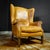 Vintage Tan Leather Wingback Armchair For Sale - Image 3 of 7
