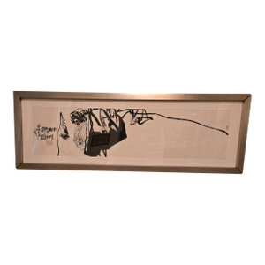 Vintage Mid Century Abstract Asian Painting Signed