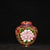 This vibrant vintage covered jar is a beautiful example of cloisonné enamel artistry. The body features a rich red ground,...
