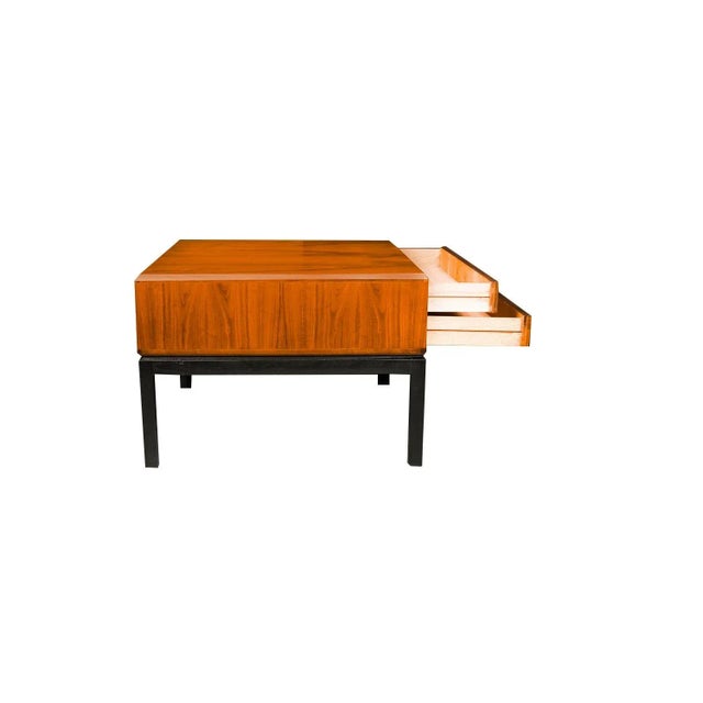 Mid-Century Modern 1900s Walnut Campaign Style Side Table For Sale - Image 3 of 11