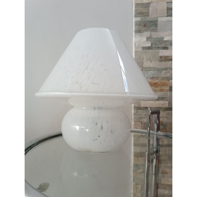 Magnificent mushroom lamp, model 6282, by Glashütte Limburg. Germany, 1970s. Clear and white Limburg glass. Original...