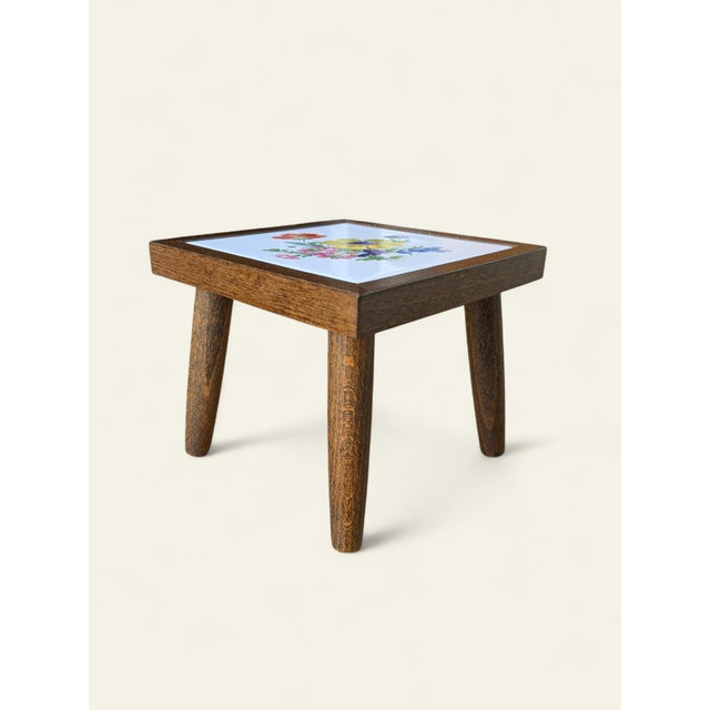 Vintage Mini Flower Table with Tile Motif, 1960s For Sale - Image 4 of 9