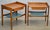 Jens Risom Design Walnut Wood w/ Faux Leather bottom shelf Side End Tables a Pair 2. They're used in good condition with...