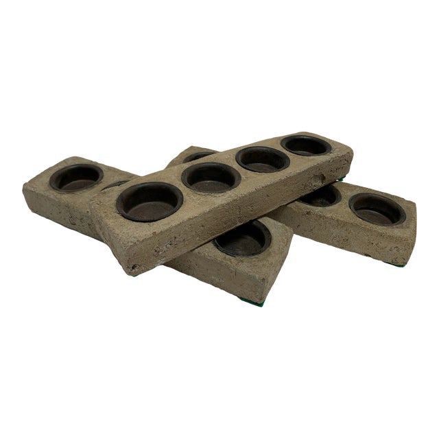 Set of Three Rustic Stone Tea Light Candleholders For Sale