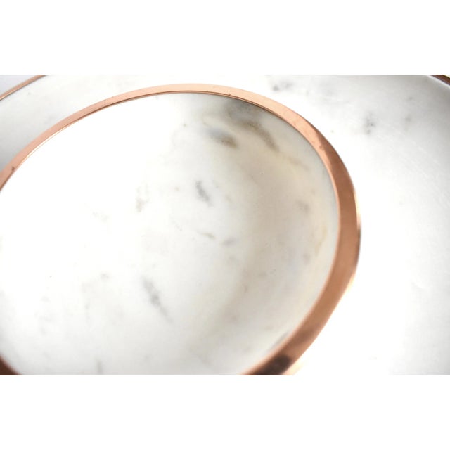 Metal Early 21st Century Williams-Sonoma White Marble Serving Platter & Bowl For Sale - Image 7 of 9