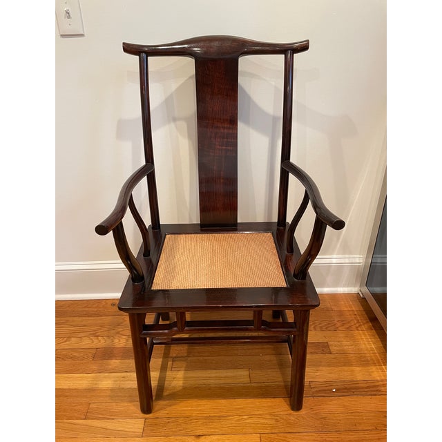 Wood Vintage Asian Chinoiserie Yoke Back Chair For Sale - Image 7 of 12