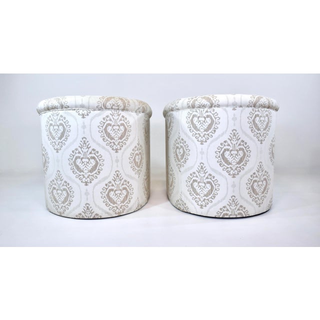 20th Century Modern Tub Club Chairs, Upholstered Pair For Sale In Philadelphia - Image 6 of 9