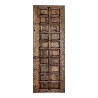 Spanish Revival Reclaimed Wood Door – Raised Panel Grid Design For Sale