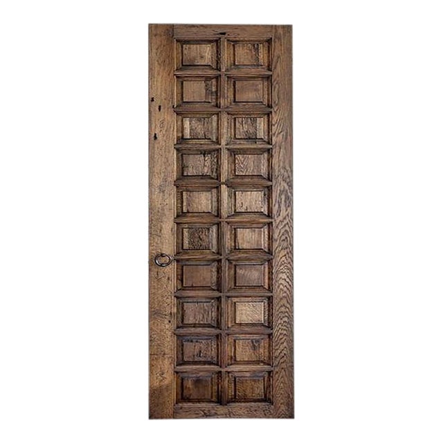 Spanish Revival Reclaimed Wood Door – Raised Panel Grid Design For Sale