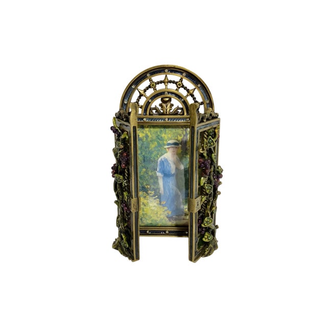 English Jay Strongwater Retired Magnolia Enchanted Trellis Frame With Swarovski Crystals For Sale - Image 3 of 7