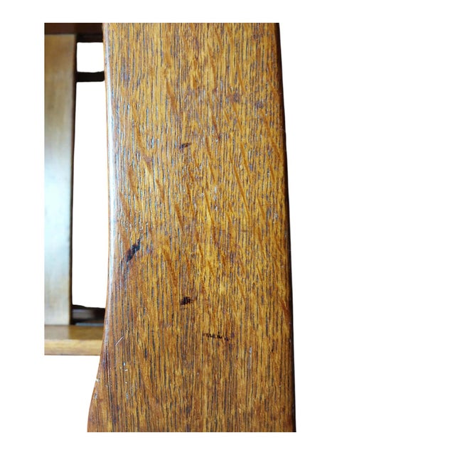 1910s Charles P. Limbert Mission Oak Slatted Arm Chair, Grand Rapids Signed For Sale - Image 6 of 7