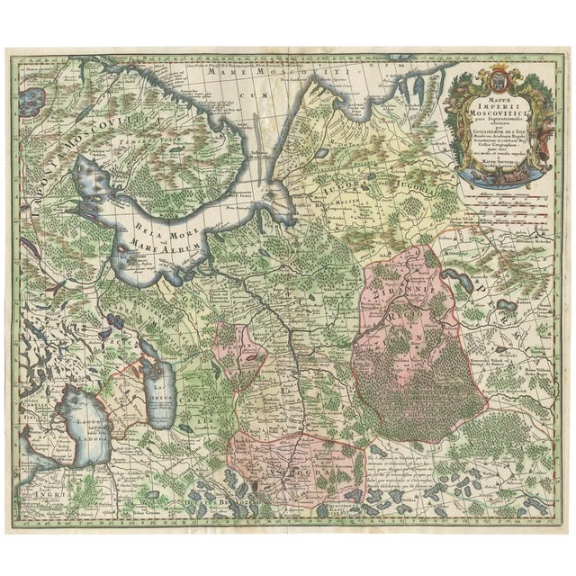 Imperial Map of Northern Russia with Archangel and Lapland and Permia, 1730 For Sale