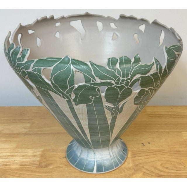 Large American Studio Pottery Iris Motif Vase, Style of Newcomb College, Signed For Sale - Image 12 of 12