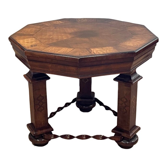 Tuscan Side Table Etching and Inlaid Wood by Arte Brotto For Sale