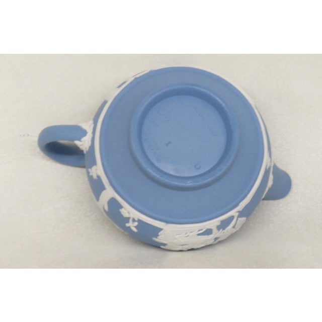 Ceramic Wedgwood England Jasperware Blue Grecian Cameo Milk Creamer For Sale - Image 7 of 13