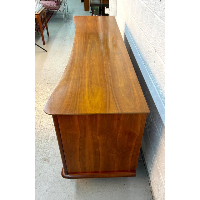 Brown Mid-Century Modern Walnut Dresser With Sculpted Inlay Drawer Fronts For Sale - Image 8 of 16