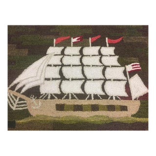 "Clipper Ship Hand-Loomed Rug" 1959 by George Wells of Locust Valley, l.i. For Sale
