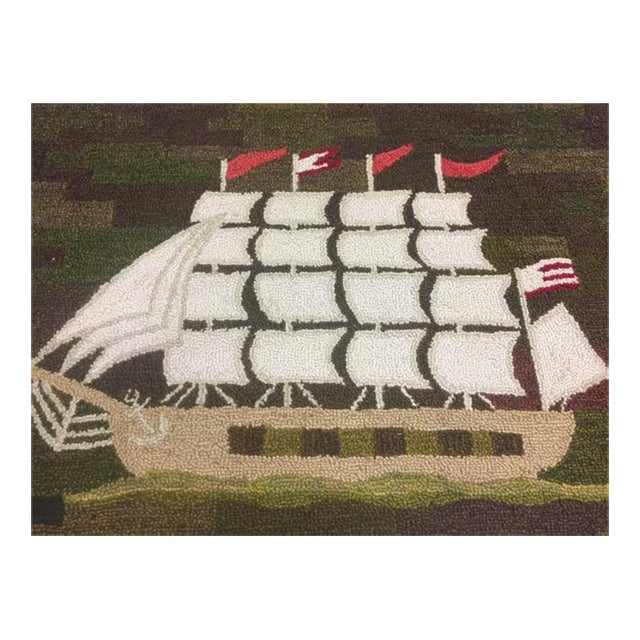 "Clipper Ship Hand-Loomed Rug" 1959 by George Wells of Locust Valley, l.i. For Sale