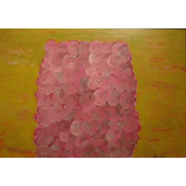 Pink and Yellow Composition - Original Tempera by P. Consagra - 1973 1973 For Sale - Image 3 of 3